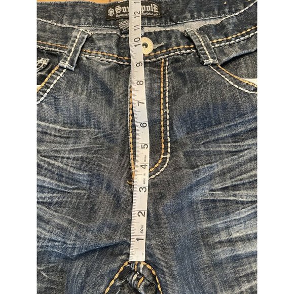 Men's VINTAGE Y2K Southpole Jeans Blue Denim Med/Dark Wash, Size‎ 38 - Picture 6 of 9